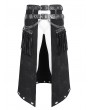 Devil Fashion Black Gothic Punk Leather Tasseled Open Front Skirt for Men