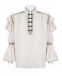 Devil Fashion Ivory Steampunk Retro Lace Embroidery Lantern Sleeves Shirt for Men