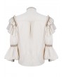 Devil Fashion Ivory Steampunk Retro Lace Embroidery Lantern Sleeves Shirt for Men