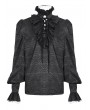 Devil Fashion Black Gothic Vintage Pattern Long Sleeve Ruffle Shirt for Men