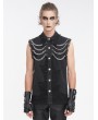 Devil Fashion Black Gothic Punk Distressed Net Splicing Sleeveless Shirt for Men