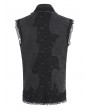 Devil Fashion Black Gothic Punk Distressed Net Splicing Sleeveless Shirt for Men