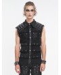 Devil Fashion Black Gothic Punk Net Eyelet Sleeveless Shirt for Men