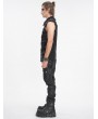 Devil Fashion Black Gothic Punk Net Eyelet Sleeveless Shirt for Men