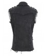 Devil Fashion Black Gothic Punk Net Eyelet Sleeveless Shirt for Men