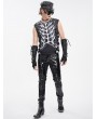 Devil Fashion Black Gothic Punk Streetwear Skeleton Print Vest Top for Men