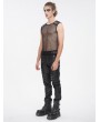 Devil Fashion Black Gothic Punk Casual See Through Fishnet Vest Top for Men