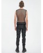 Devil Fashion Black Gothic Punk Casual See Through Fishnet Vest Top for Men