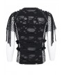 Devil Fashion Black Gothic Punk Ripped Fishnet Short Sleeve T-Shirt for Men