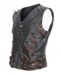 Devil Fashion Black Gothic Punk Spiked Faux Leather Zip-Up Waistcoat for Men