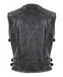 Devil Fashion Black Gothic Punk Spiked Faux Leather Zip-Up Waistcoat for Men