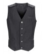 Devil Fashion Black Vintage Gothic Classic Striped V-Neck Waistcoat for Men