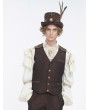 Devil Fashion Brown Steampunk Classic Striped V-Neck Waistcoat for Men