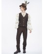 Devil Fashion Brown Steampunk Classic Striped V-Neck Waistcoat for Men