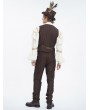 Devil Fashion Brown Steampunk Classic Striped V-Neck Waistcoat for Men