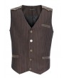 Devil Fashion Brown Steampunk Classic Striped V-Neck Waistcoat for Men