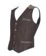 Devil Fashion Brown Steampunk Classic Striped V-Neck Waistcoat for Men