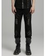 Punk Rave Black Gothic Punk Hollow Irregular Mesh Splicing Pants for Men