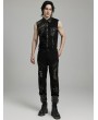 Punk Rave Black Gothic Punk Hollow Irregular Mesh Splicing Pants for Men