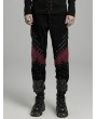 Punk Rave Black and Red Gothic Punk Distressed Irregular Patchwork Pants for Men