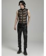 Punk Rave Black Gothic Punk Handsome Mesh Spliced Pants for Men