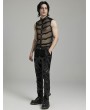 Punk Rave Black Gothic Punk Handsome Mesh Spliced Pants for Men