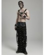 Punk Rave Black Gothic Punk Triangular Hollow Out Chain Long Skirt for Men