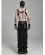 Punk Rave Black Gothic Punk Triangular Hollow Out Chain Long Skirt for Men