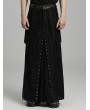 Punk Rave Black Gothic Punk Layered Eyelet Drawstring Long Skirt for Men