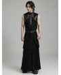 Punk Rave Black Gothic Punk Layered Eyelet Drawstring Long Skirt for Men