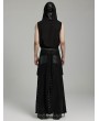 Punk Rave Black Gothic Punk Layered Eyelet Drawstring Long Skirt for Men