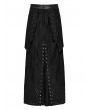 Punk Rave Black Gothic Punk Layered Eyelet Drawstring Long Skirt for Men