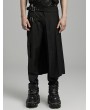 Punk Rave Black Gothic Punk Asymmetrical Buckle Pleated Skirt for Men