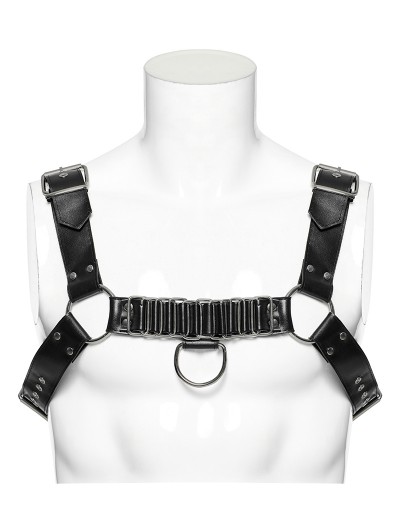 Punk Rave Black Gothic Punk PU Leather Harness for Men