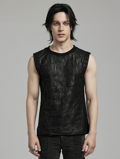 Punk Rave Black Gothic Punk Decadent Daily Fitted Tank Top for Men