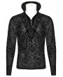 Punk Rave Black Gothic Retro Ruffled High Collar Pattern Velvet Shirt for Men