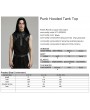 Punk Rave Black Gothic Punk Zipper Front Hooded Tank Top for Men