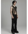 Punk Rave Black Gothic Punk Hooded Mesh Vest Top for Men