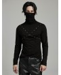 Punk Rave Black Gothic Punk High Collar Knitted Long Sleeve T-Shirt for Men