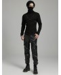 Punk Rave Black Gothic Punk High Collar Knitted Long Sleeve T-Shirt for Men