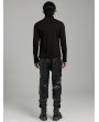 Punk Rave Black Gothic Punk High Collar Knitted Long Sleeve T-Shirt for Men