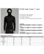 Punk Rave Black Gothic Punk High Collar Knitted Long Sleeve T-Shirt for Men