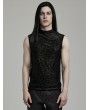 Punk Rave Black Vintage Gothic Flocked Mesh Pattern Tank Top for Men