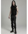 Punk Rave Black Vintage Gothic Flocked Mesh Pattern Tank Top for Men