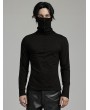 Punk Rave Black Gothic Punk Rivet High Collar Long Sleeve T-Shirt for Men