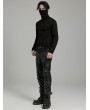 Punk Rave Black Gothic Punk Rivet High Collar Long Sleeve T-Shirt for Men