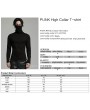 Punk Rave Black Gothic Punk Rivet High Collar Long Sleeve T-Shirt for Men