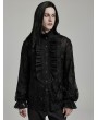 Punk Rave Black Gothic Retro Men's Floral Embroidered Lace Ruffle Shirt