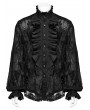 Punk Rave Black Gothic Retro Men's Floral Embroidered Lace Ruffle Shirt