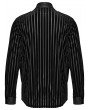 Punk Rave Black Gothic Striped Velvet Spliced Military Men's Fitted Shirt